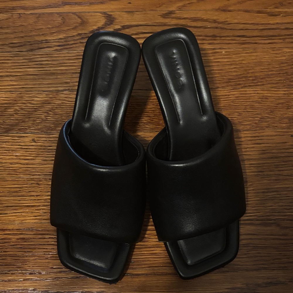Vince Black Leather Mules
